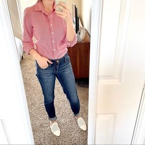 J. Crew Stretch Perfect Red Gingham Dress Shirt